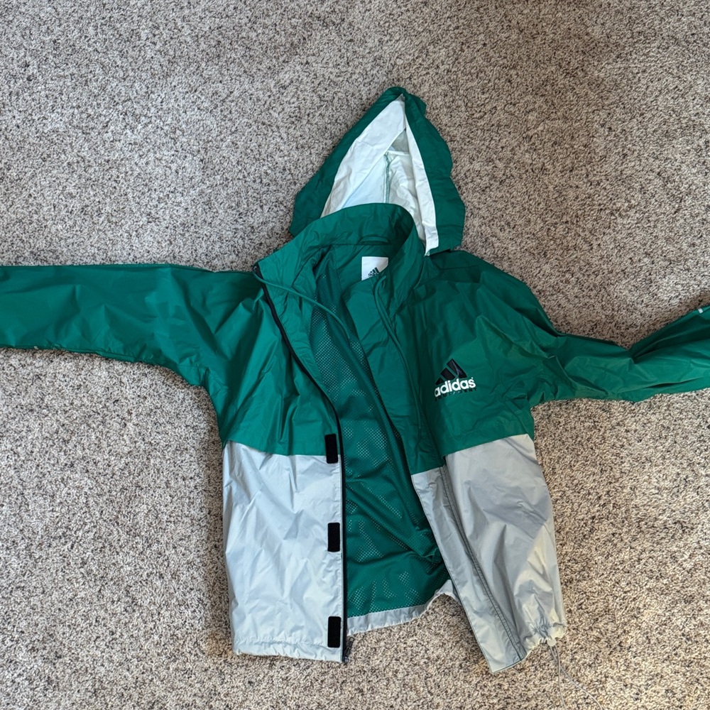 Adidas Equipment Men’s Raincoat in Green and Silver